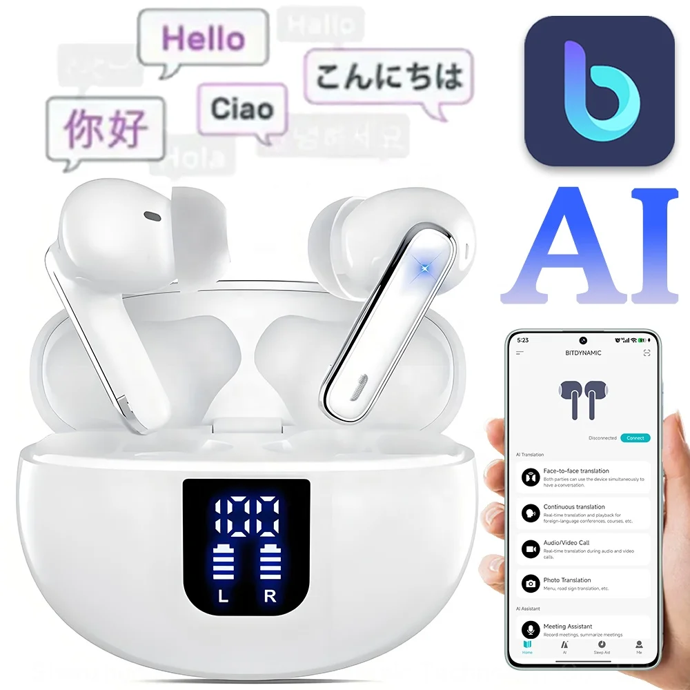 2025 Hot Sale YYK-Q10 AI Translator Earphones in Ear ANC TWS Earbuds Headphones with Video Call Translation Function