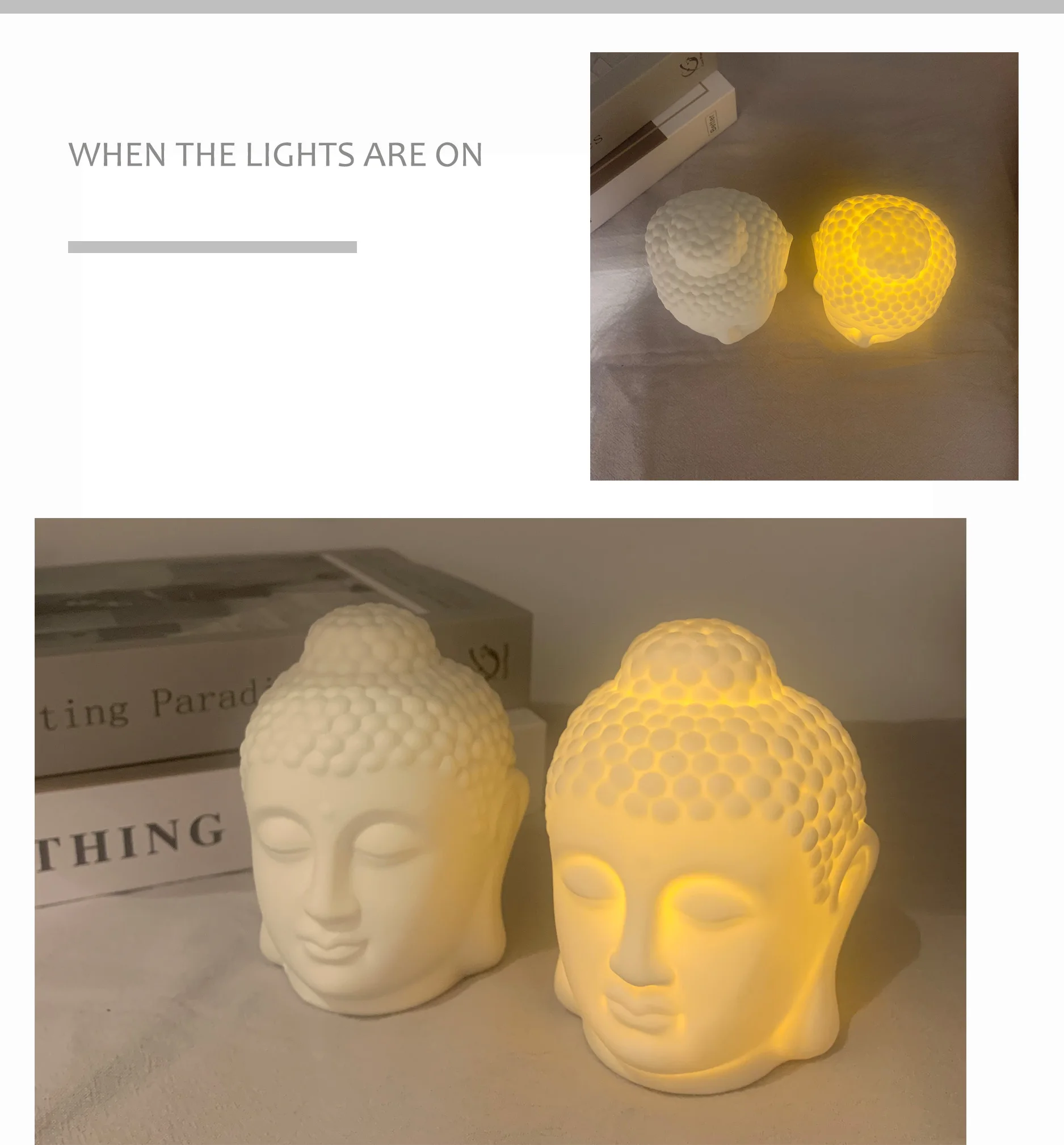 High Quality Buddhism Table Light White Porcelain Table Lamp Hotel Handmade Buddha Table Lamp No Glazed Craft
