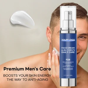 Men's 6-in-1 Anti-Aging Organic Face Cream with Retinol Glycerin Reduces Wrinkles Dark Spots Eye Bags 24H Hydration Skin Renewal