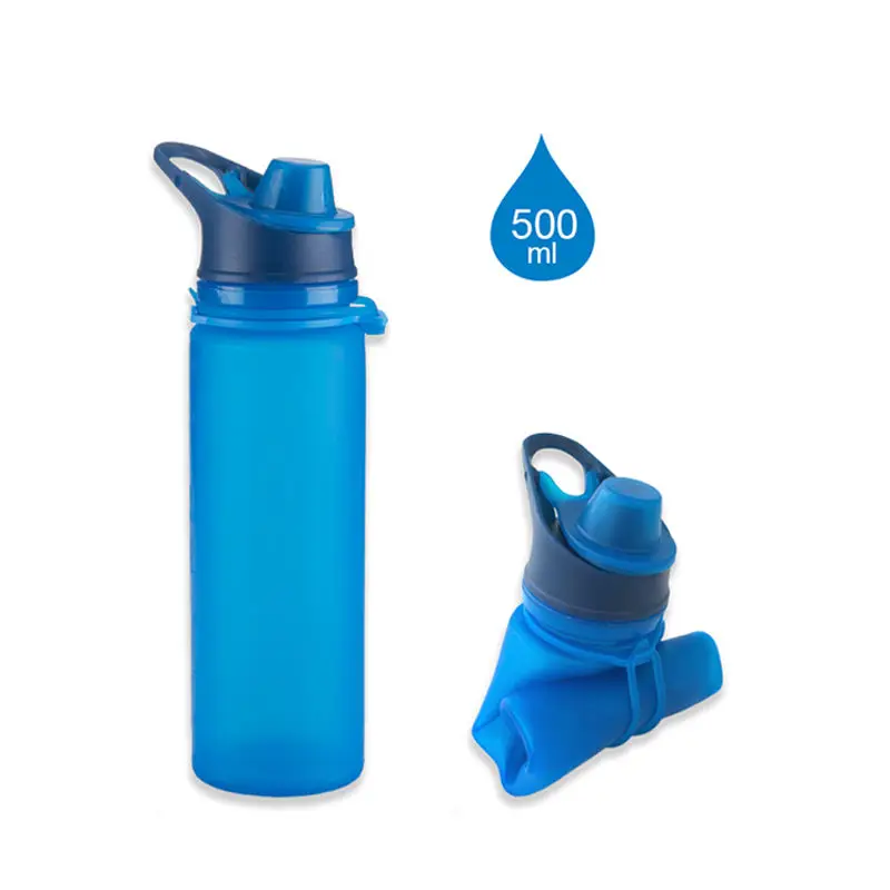 Travel Friendly Foldable Water Bottle Made Of Food Grade Silicone Suitable For Outdoor
