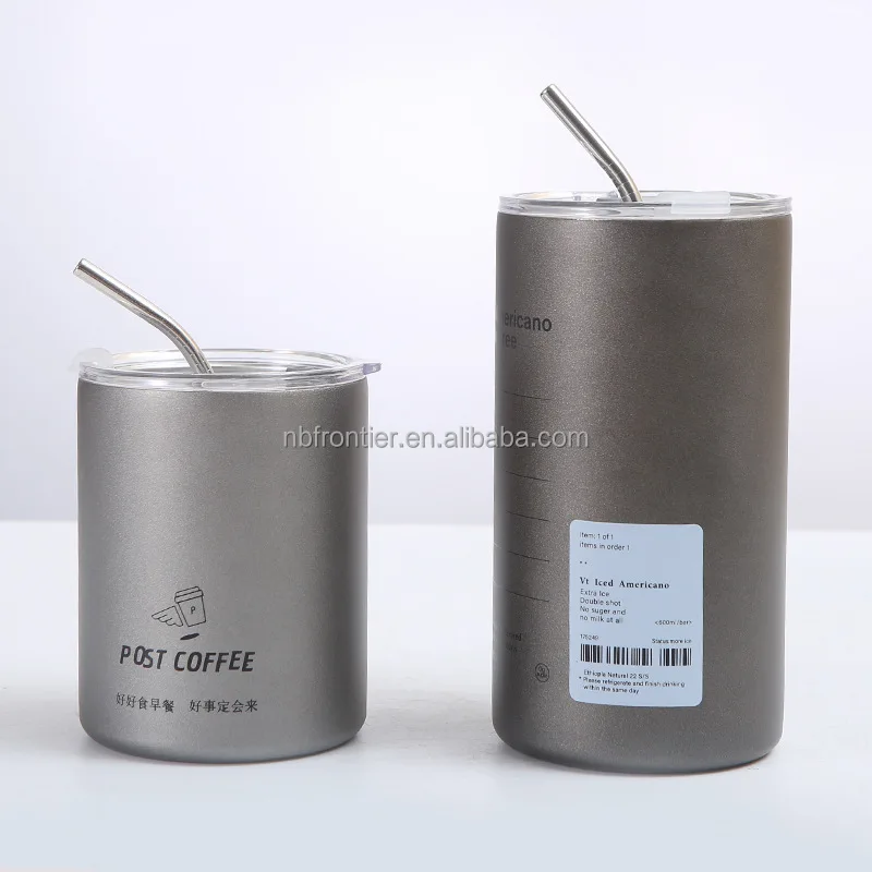 Americano Stainless Steel Ice Coffee Cup Car Coffee Mug with Straw
