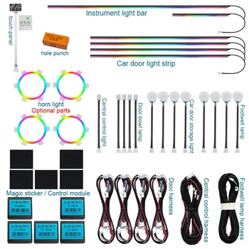 Universal LED Car Ambient Light RGB Acrylic Fiber Optic Guide LightStrip For Car Interior Decoration Atmosphere Lamp APP Control