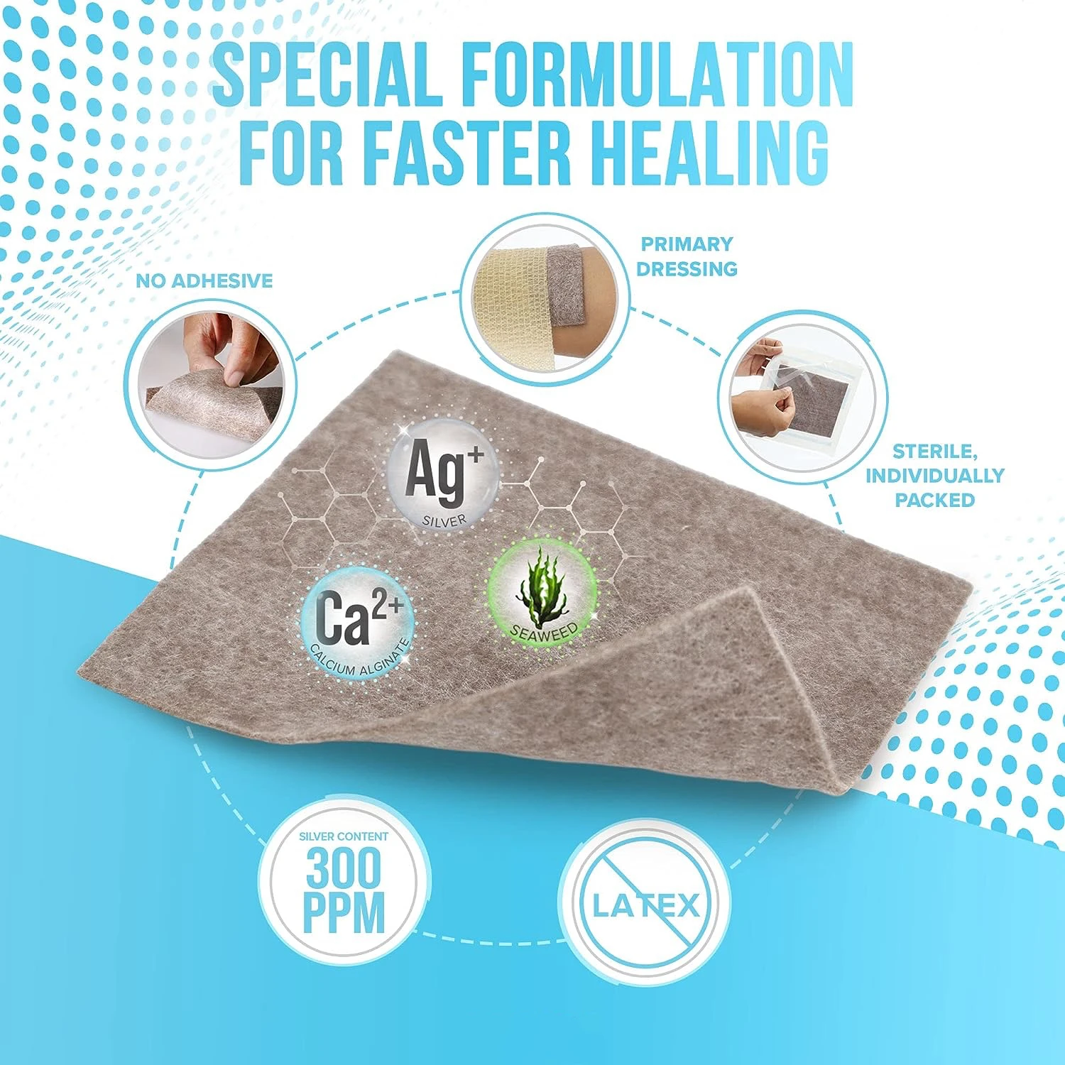Ag Calcium Alginate Wound Dressing Pads Individual Pack Highly Absorbent Dressing Ag Calcium Alginate Wound Dressing Pads Individual Pack Highly Absorbent Dressing