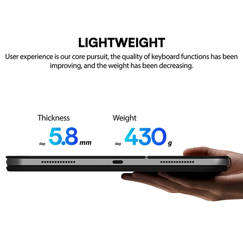 product laudtec f16 wireless keyboard tablet cover for ipad pro  ipad air lightweight 430g design with oil resistant protective shell-7