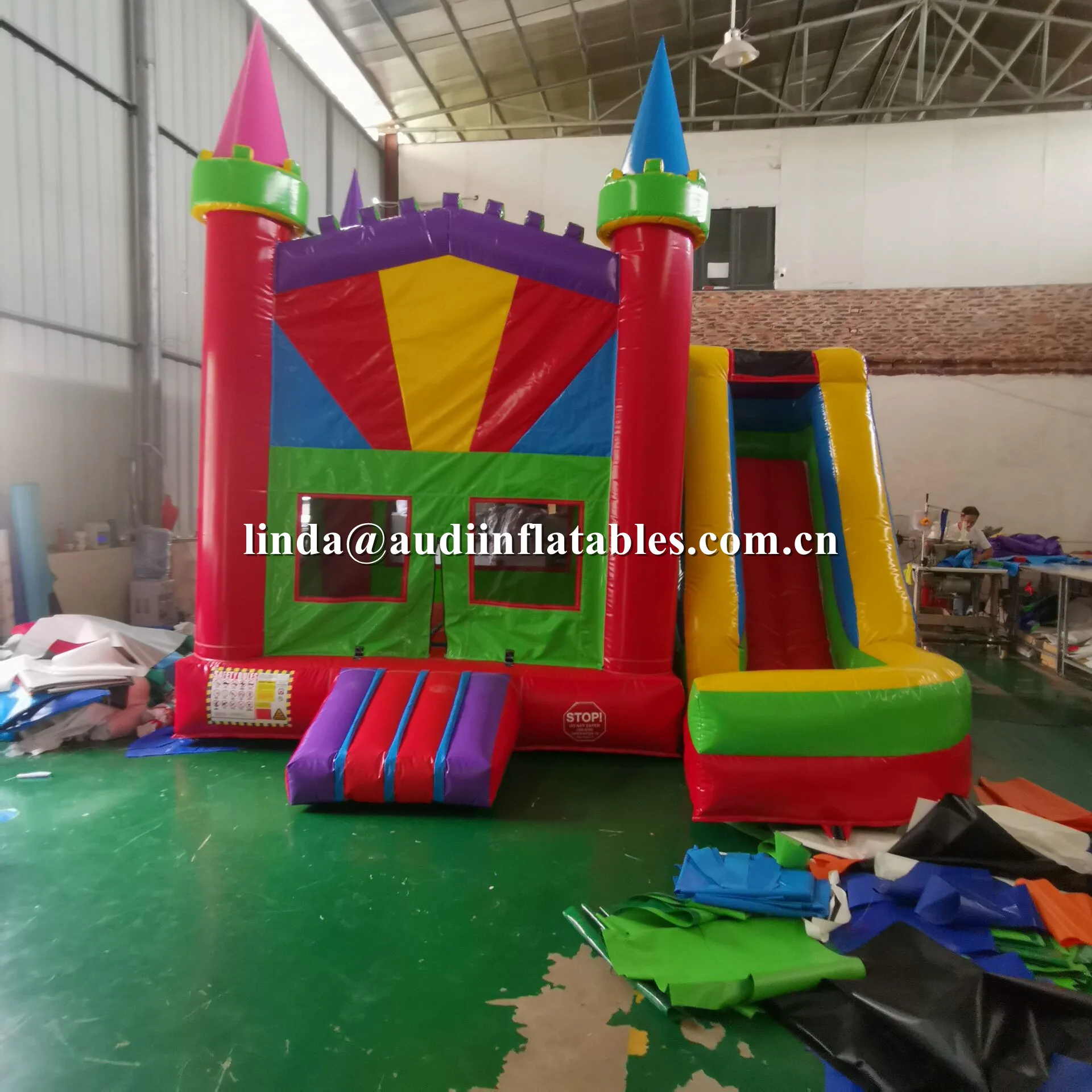 Надувной прыгающий домик 5 в 1 цветной надувной замок и горка для