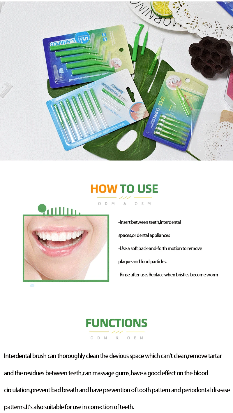 Ecofriendly L Shape Pullpush Dental Brush Interdental Brush Soft