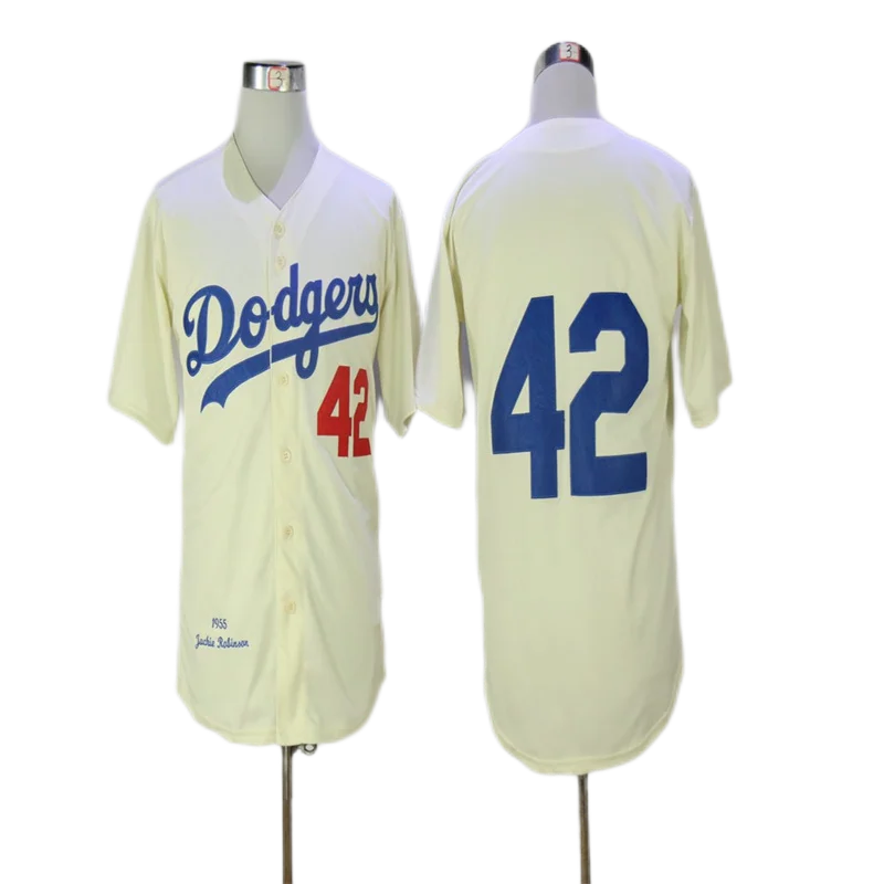 Wholesale White Throwback Jackie Robinson Jersey Men's #42 Los