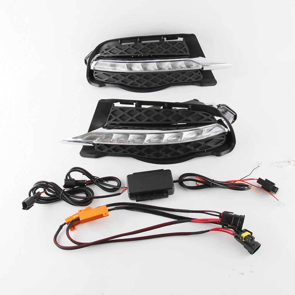Daytime Running Lights LED Assembly Fog Driving Lamp Cover for Mercedes Benz C Class W204 C180 C200 C250 C260 C300 2008 2010