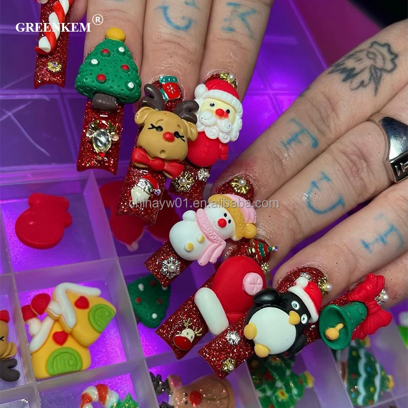 30pcs Bag Mixed Kawaii Candy Nail Art Gummy Bear Christmas Resin Star