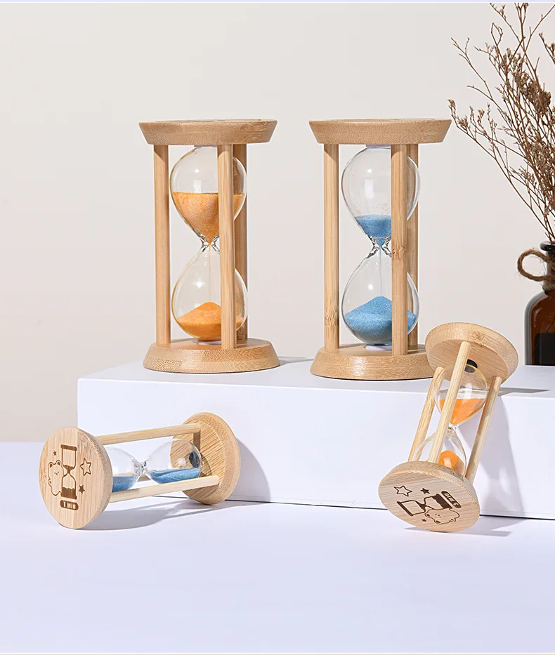 Modern Versatile 3-Minute Wooden Hourglass Handmade Glass for Precise Timing for Home Office Desk Decor Birthday Gifts