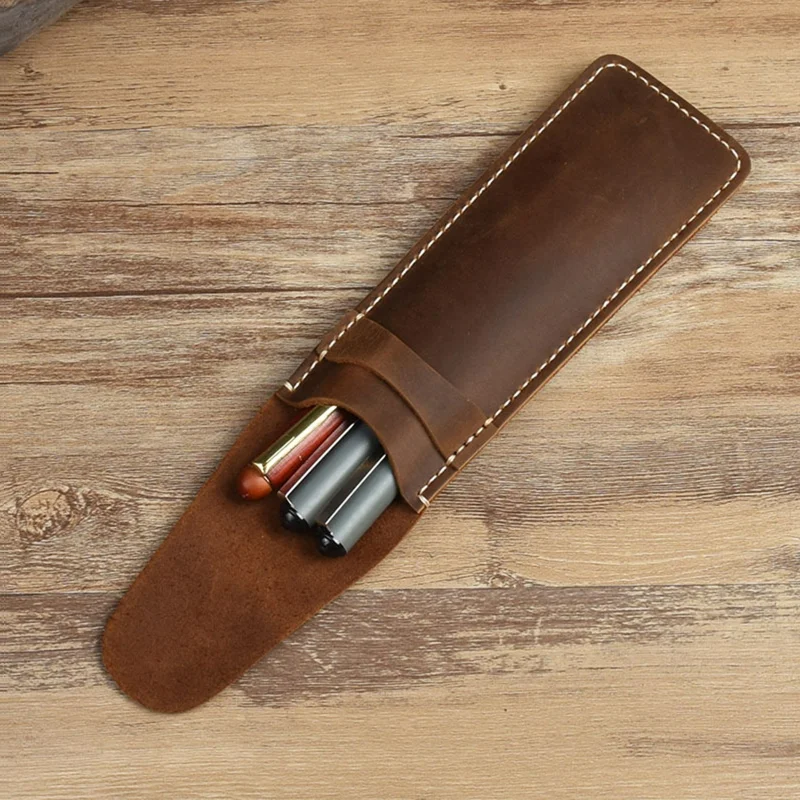 Wholesale Crazy Horse Leather Pen Case Handmade Fountain Pen Pouch High  Quality Pencil Holder For Teacher Architect Artists From m.