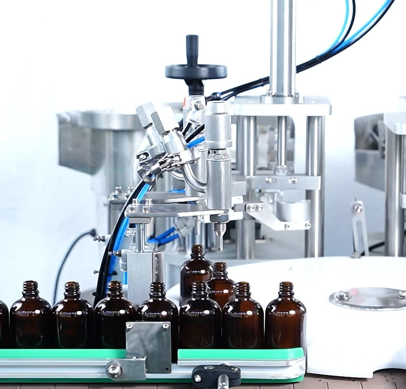 Automatic Small Bottle  Glass Dropper  Liquid Filler Boston Hydrosols Cosmetic Essential Oil Filler Capping Labeling Machine supplier