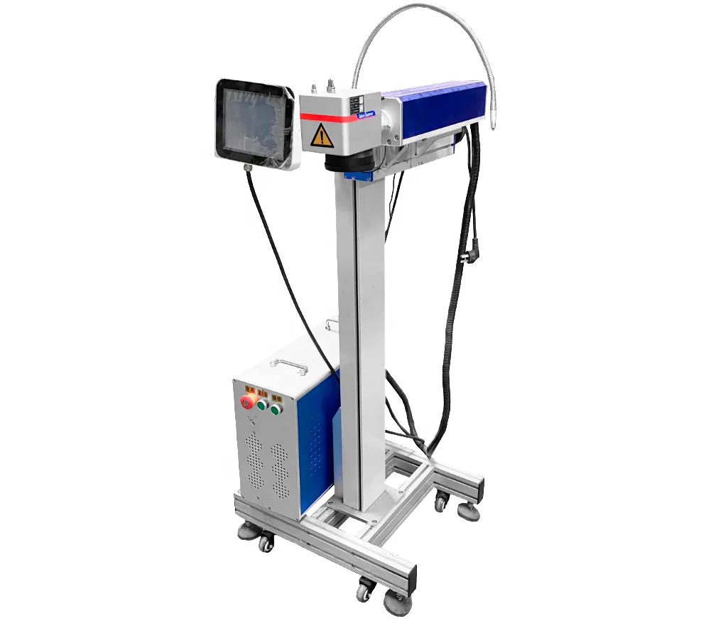 30W Metal Glass Tube Acrylic Wood Rubber Leather Clothes Garment Co2 Flying Laser Marking Machine