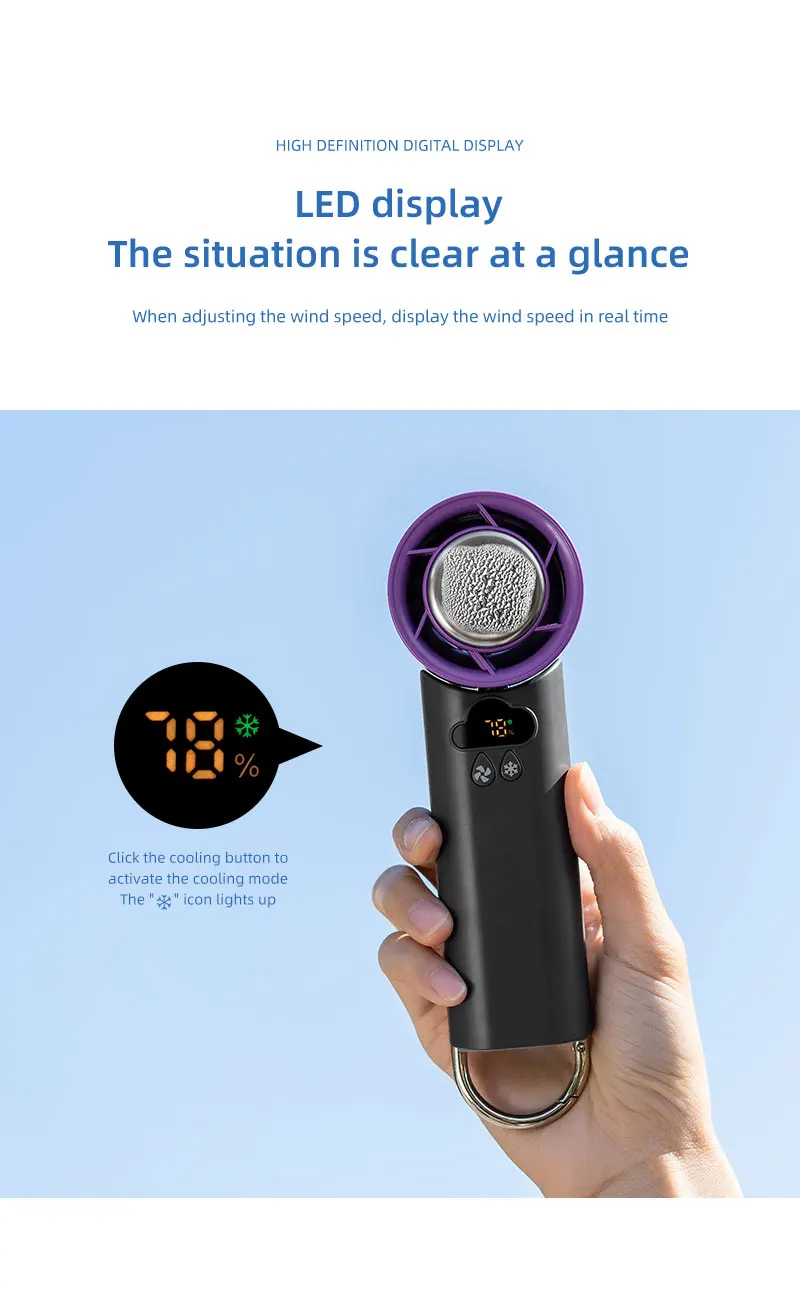 Portable Handheld Fan, LED, 5 V, Battery - detail 14