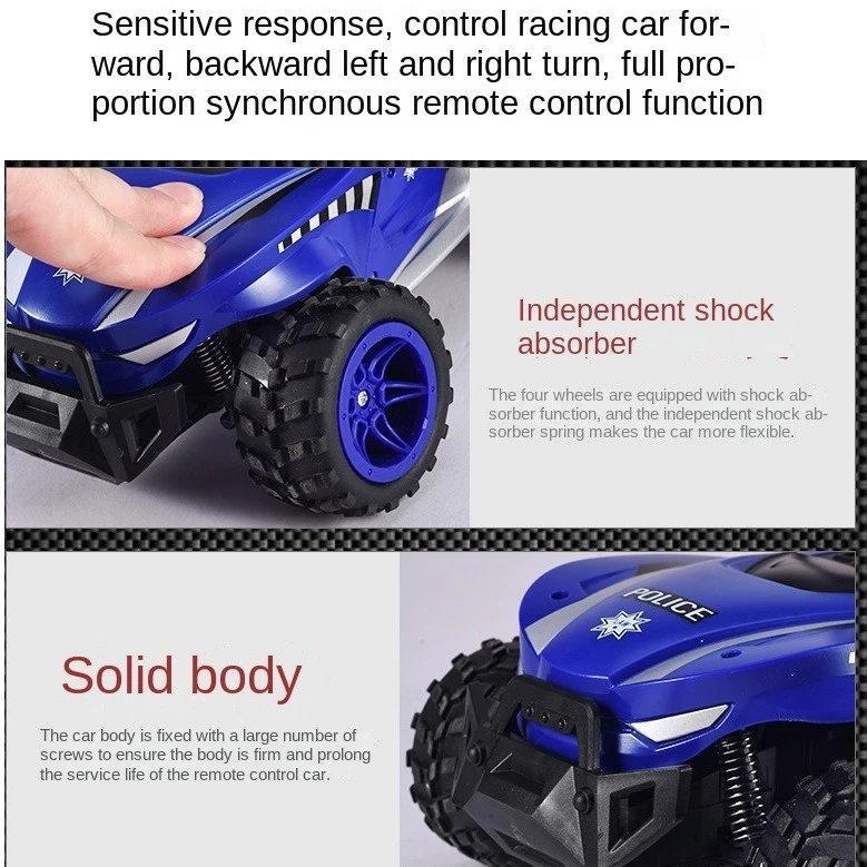1/16 2.4G Remote Control Car High Speed Police Car With Searchlight Spray Rc Car Toy