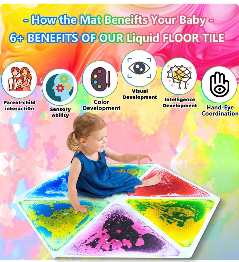 38/50CM1PC Hot Sales Preschool Sensory Floor 3D Art School Decoration Cartoon Sensory Liquid Tile Mats For Montessori Toy factory