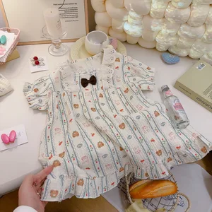 2026 Girls Dress Summer New Double-layer Cotton Girls Nightdress Children's Lace Lace Floral Girl Baby Princess Dress