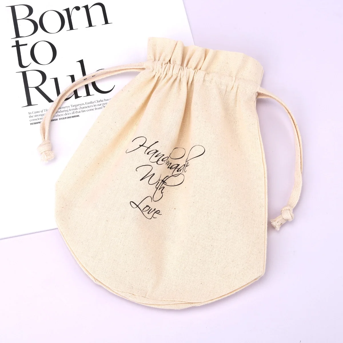 Ecofriendly Round Bottom Cotton Drawstring Candle Jar Packaging Dust