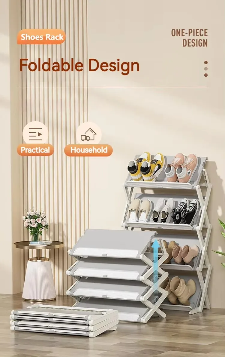 High Quality Slant Type Plastic Foldable Shoe Rack Household Storage Organizer Stand Convenient Shoes Holder supplier
