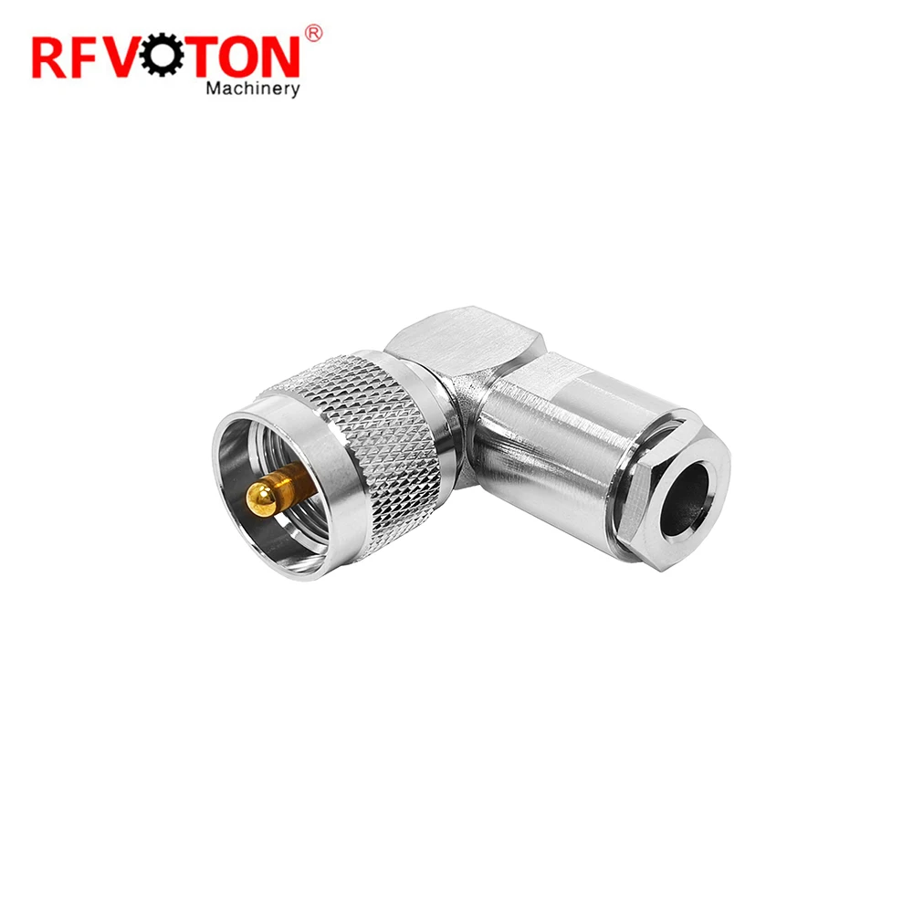 Factory PL259 UHF Plug Male Clamp Screw Mounting Right Angle RA 90 Degree  Rf Coaxial WTR300 Cable Connector Converter RG6 5D-FB