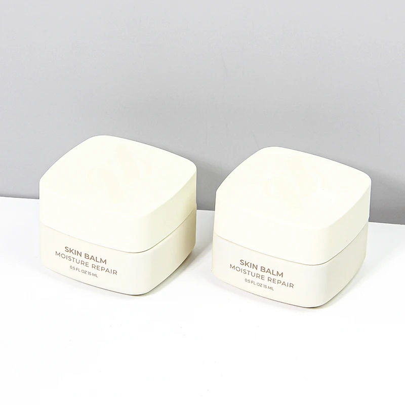 Cosmetic Packaging Custom Soft Touch Finish Empty Cosmetic Lip Balm Container square Frosted Small Jar Face Eye Cream Jar