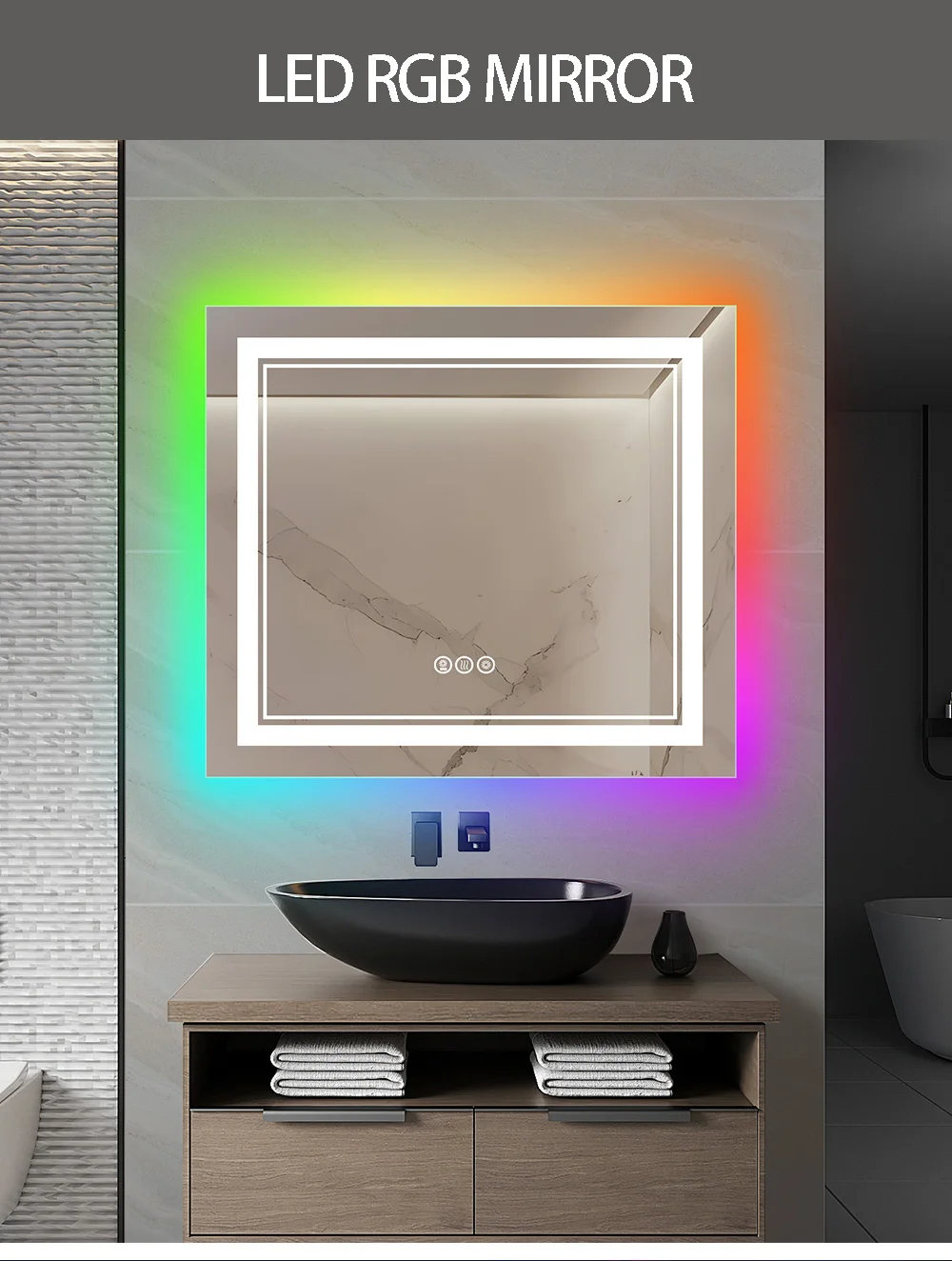 Fancy RGB LED Bathroom Mirror Customize Home Bathroom Decoration Smart ...