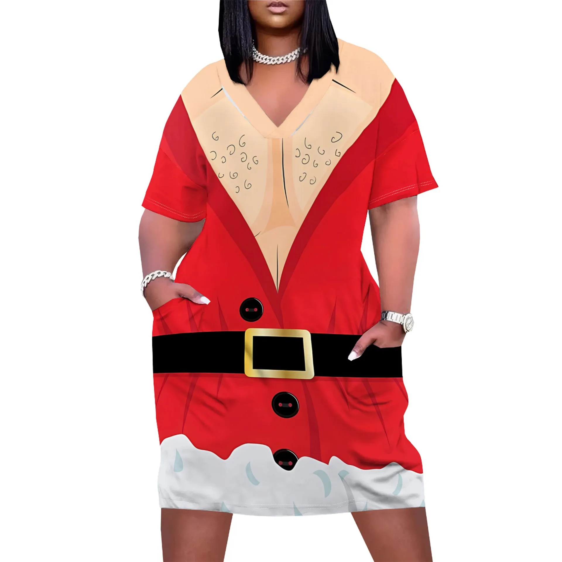 Customizable V-Neck Comfortable and Stylish Costume Dress for Women