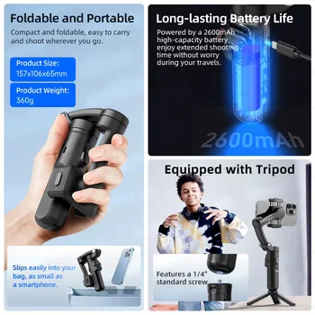Intelligent M02 Three- Stabilizer with Multiple Tracking Modes Including Face Tracking for Mobile Phones and Video Cameras product image