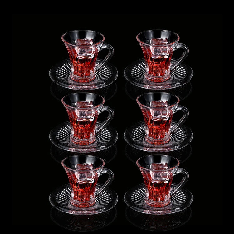 YIWU Wholesale High Quality Borosilicat Glass Coffee Cup Tea Cup and Saucer Set With Handle