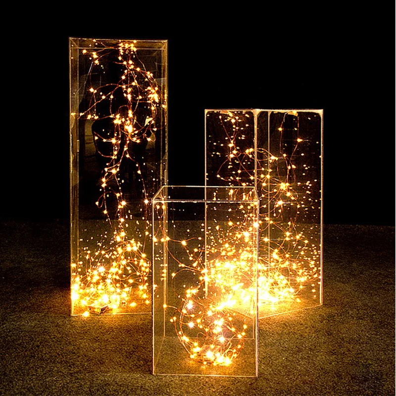 Set of 3 Transparent Acrylic Flower Stands Wedding Decoration Columns Walkway Acrylic Wedding Stand
