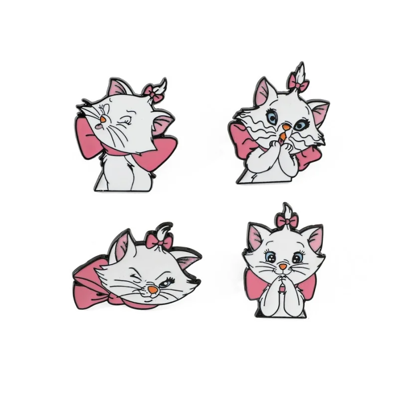 Мультфильм Милый Белый Кот Мари с бантом булавки