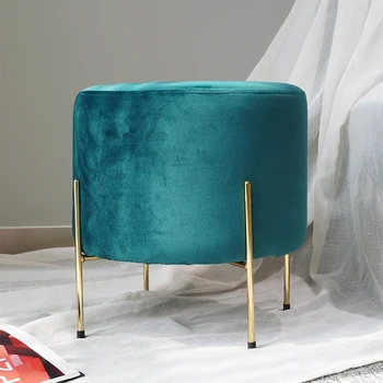 Living Room Ottoman Stool With Gold Finished Foot Step Gold Metal Chairs Velvet Ottoman Stools