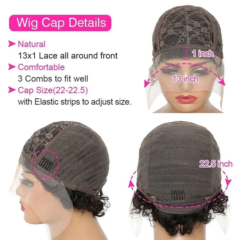 Korte krullende Pixie Cut pruik 99J gekleurde menselijke haar pruiken Braziliaanse pruik HD Lace Front Bob pruiken voor vrouwen te koop_voghion.com