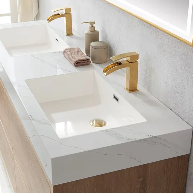 HIC Quartz Polished Quartz for Stone Kitchen Countertops Artificial Calacatta Gold Quartz Slab
