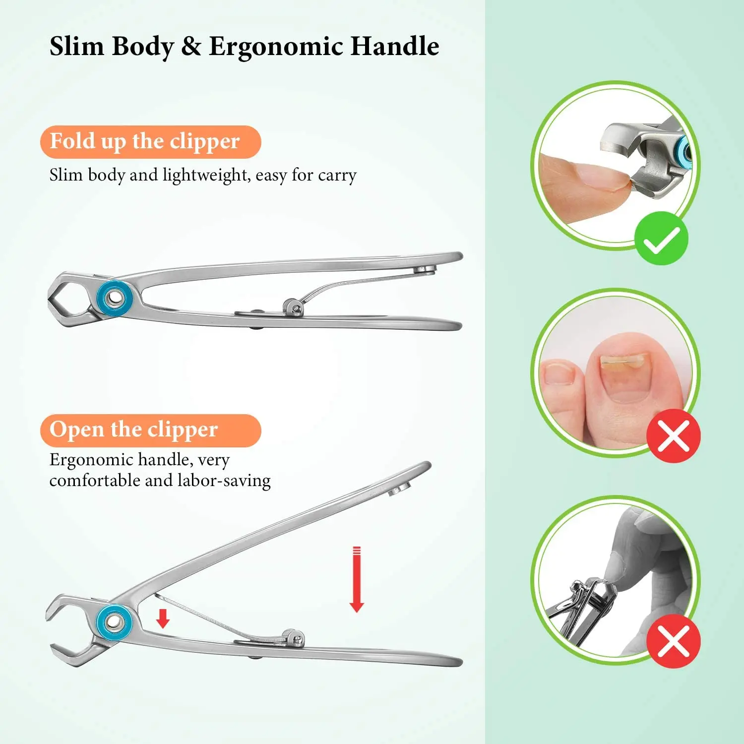 Кусачки для педикюра из нержавеющей стали, профессиональные кусачки для ногтей, толстые вросшие жесткие кусачки для ногтей, набор инструментов для педикюра