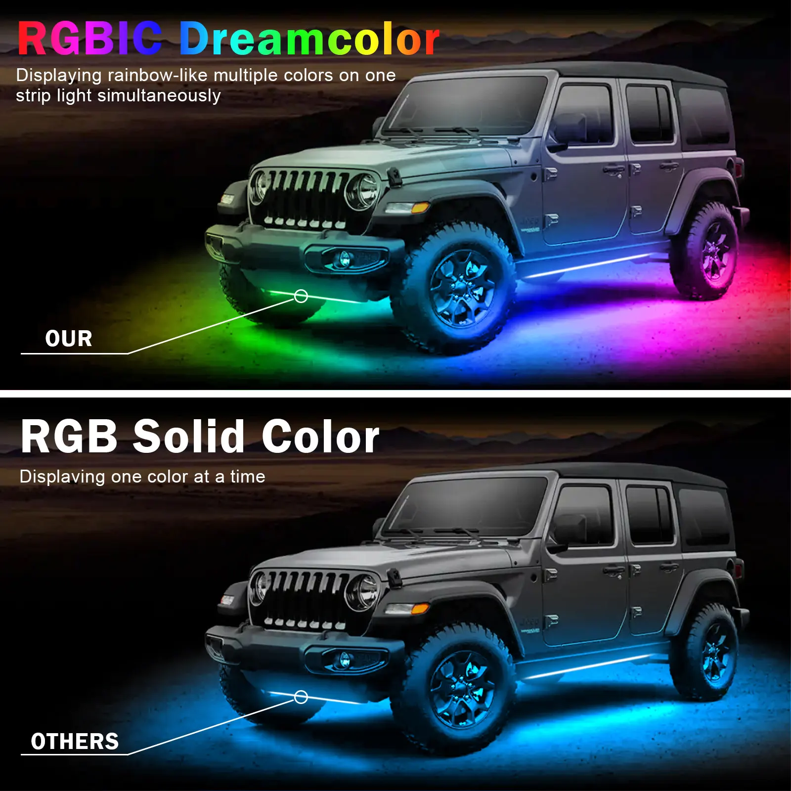 Auto Underbody Exterior Chasing Flow Rgb Led Strip Rainbow Chassis Neon