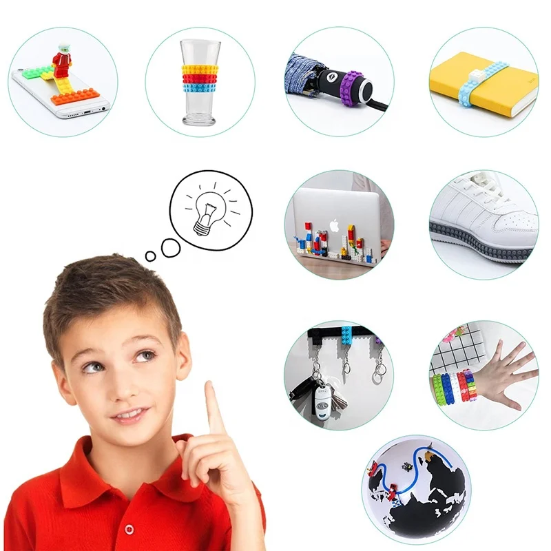YLX Factory Wholesale Multiple colors Educational Toy Silicone Building Block Tape Adhesive For Brick Tape with Sticker