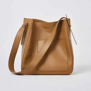 2023 New Korean Version of Pure Color Bag New Arrival Genuine Leather Luxury Bucket Bag Shoulder Bags for Women