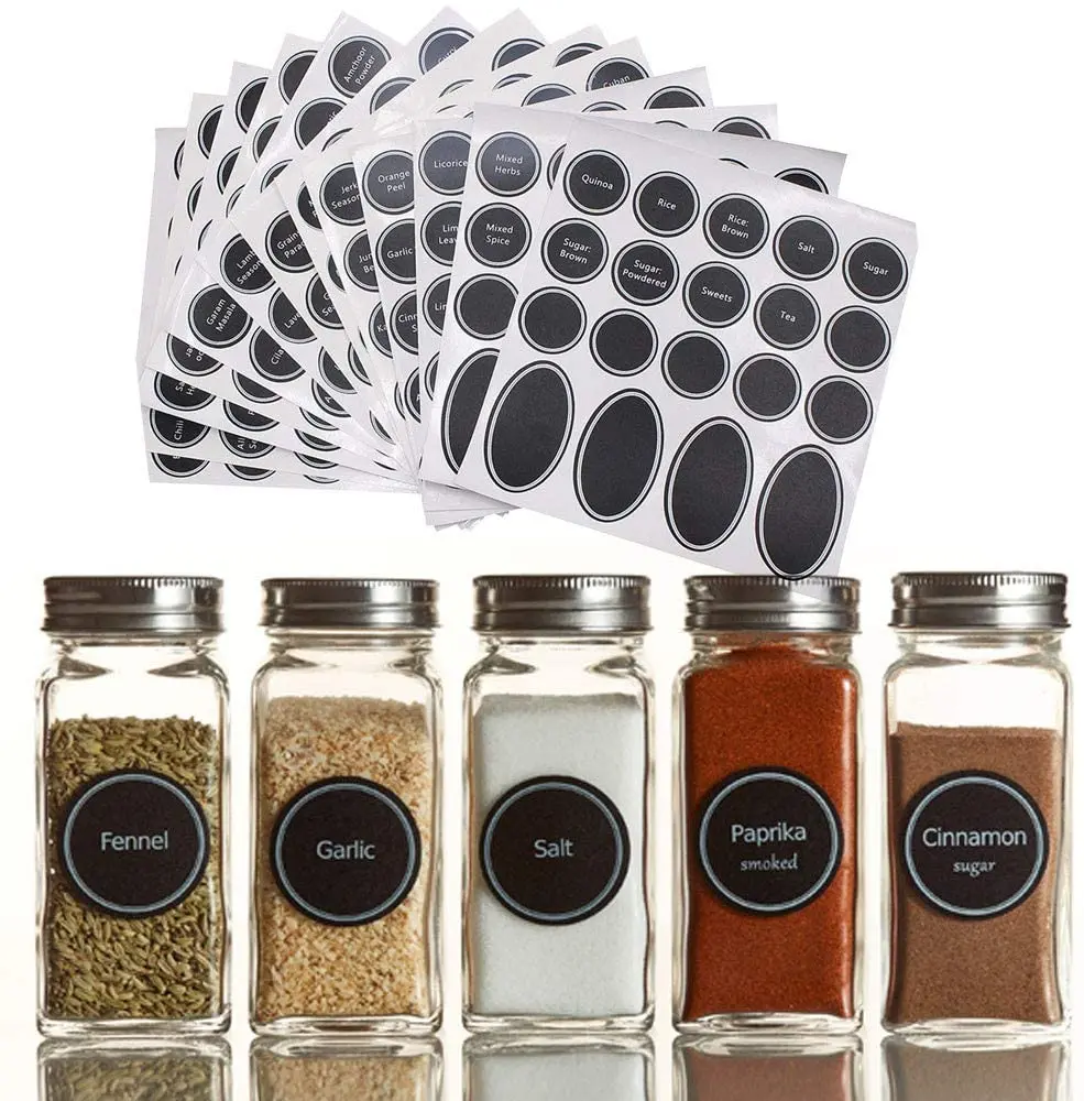 60pcs Round Pre-Printed Spice Jars Label Stickers