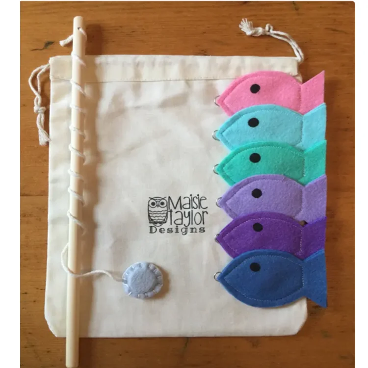 free sample baby fishing pole wall hanging felt animals