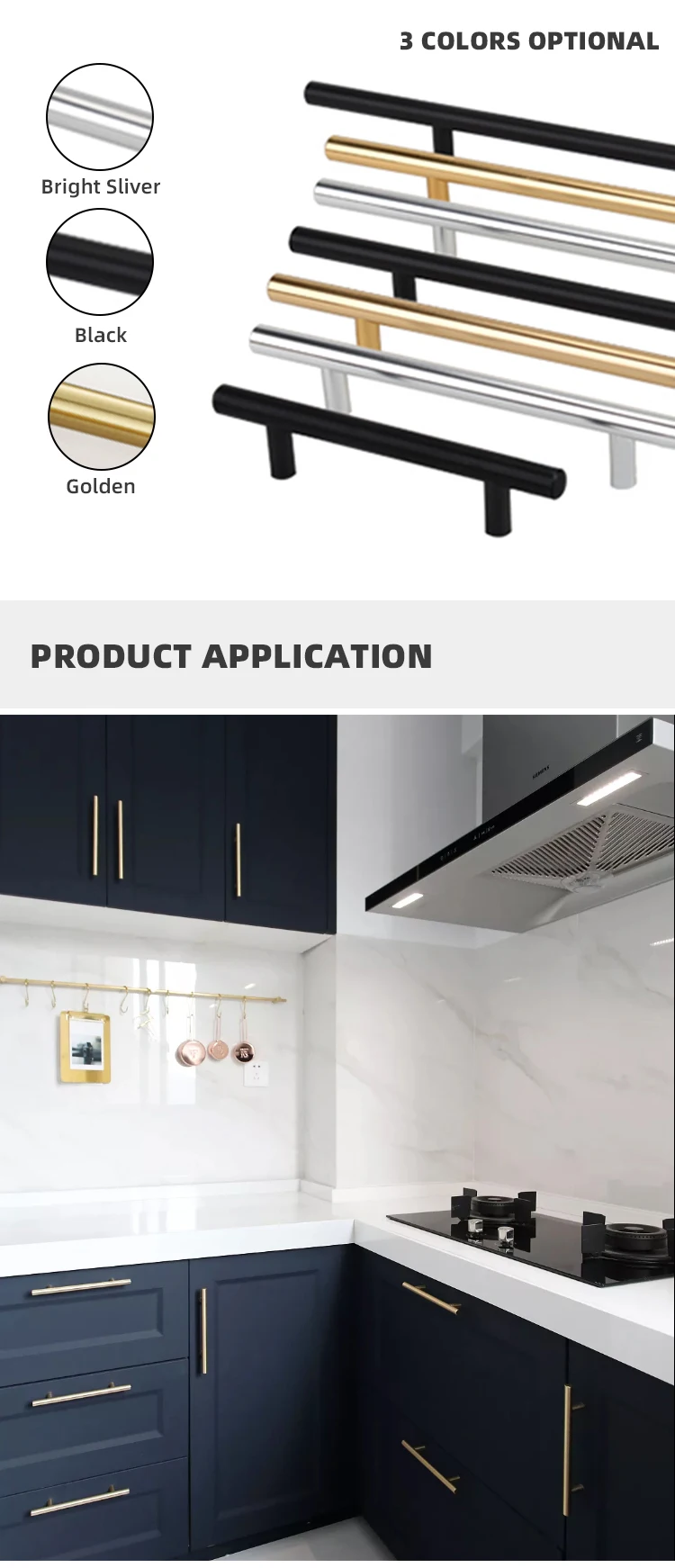 Stainless Steel Kitchen Cabinet Pulls – Matte Black T Bar Handles, 2" To 16" Lengths