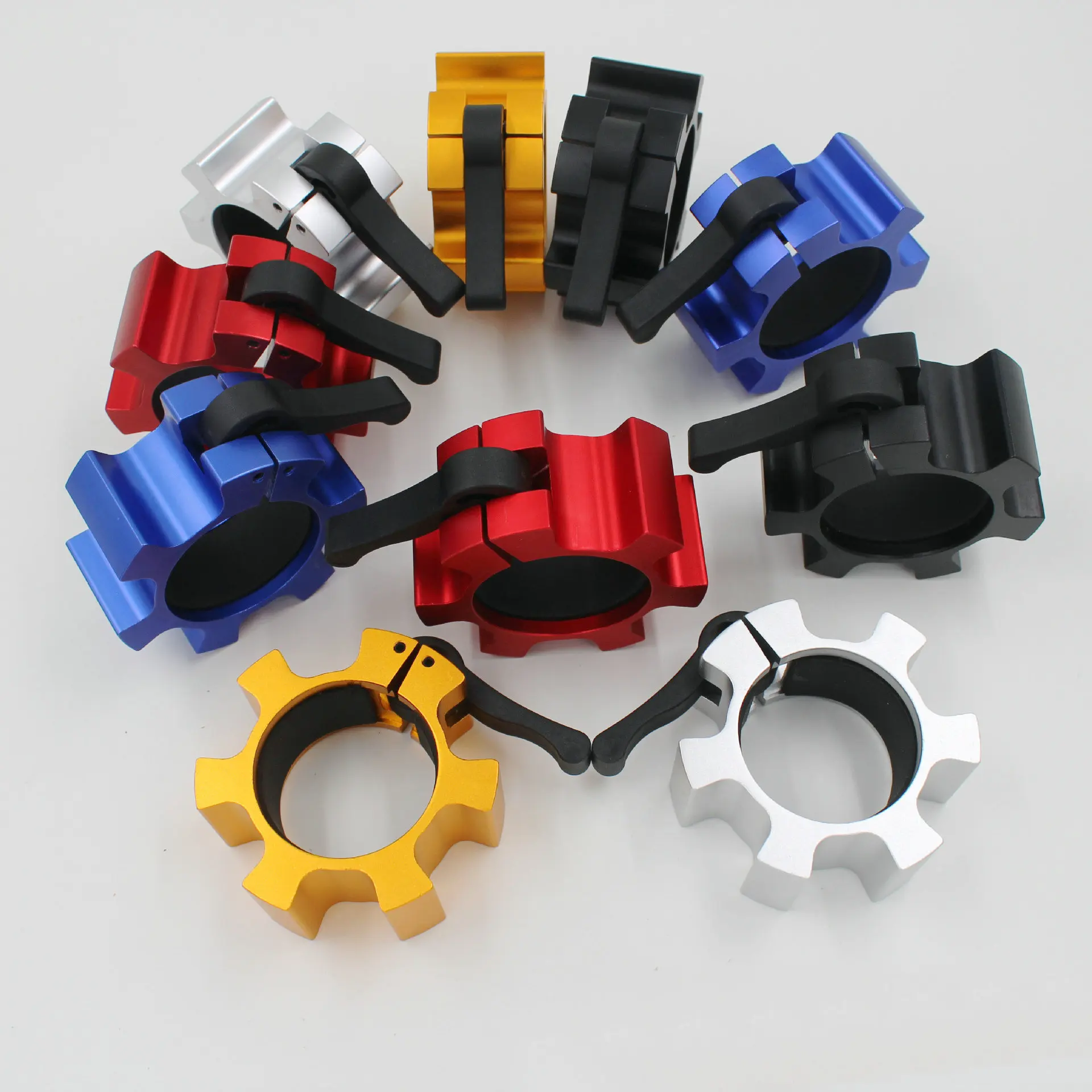 Collari Per Bilanciere Olimpico Olympic 5 Cm: Morsetti Di Sicurezza In Nylon Per Sollevamento Pesi E Crossfit, Arancione - 2