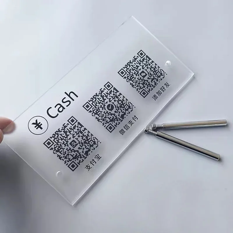 Acrylic Business Qr Code Table Sign Custom Table Top Payment Qr Code