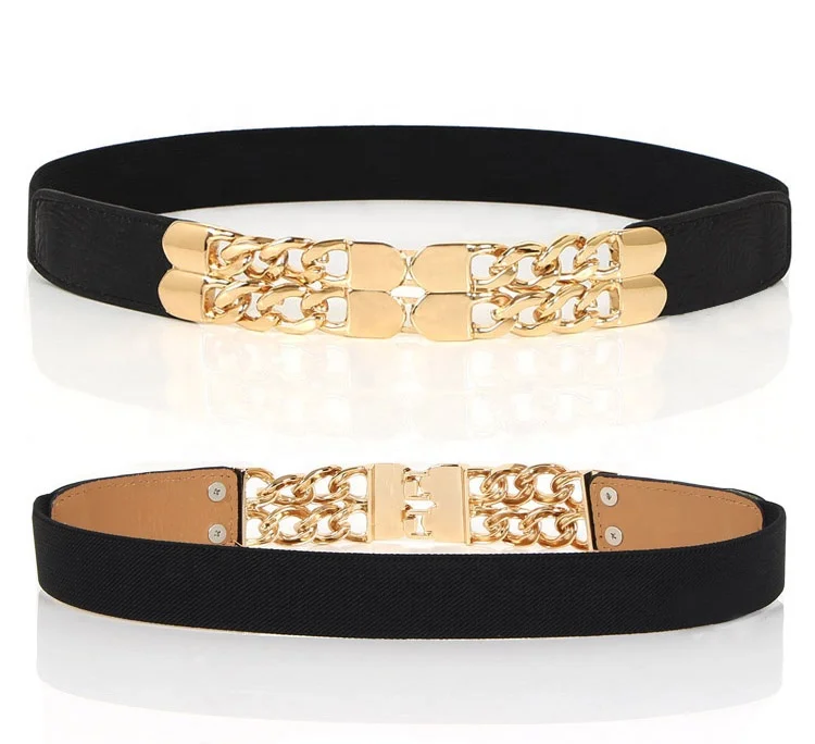 Black and gold elastic waist belt Clearance