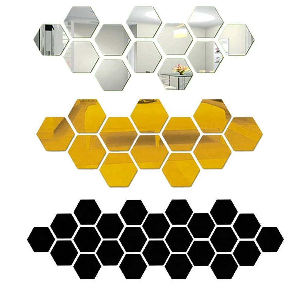 Sticker Mirror Texture Self Adhesive Tiles - Stylish 3D Mirror Wall Stickers