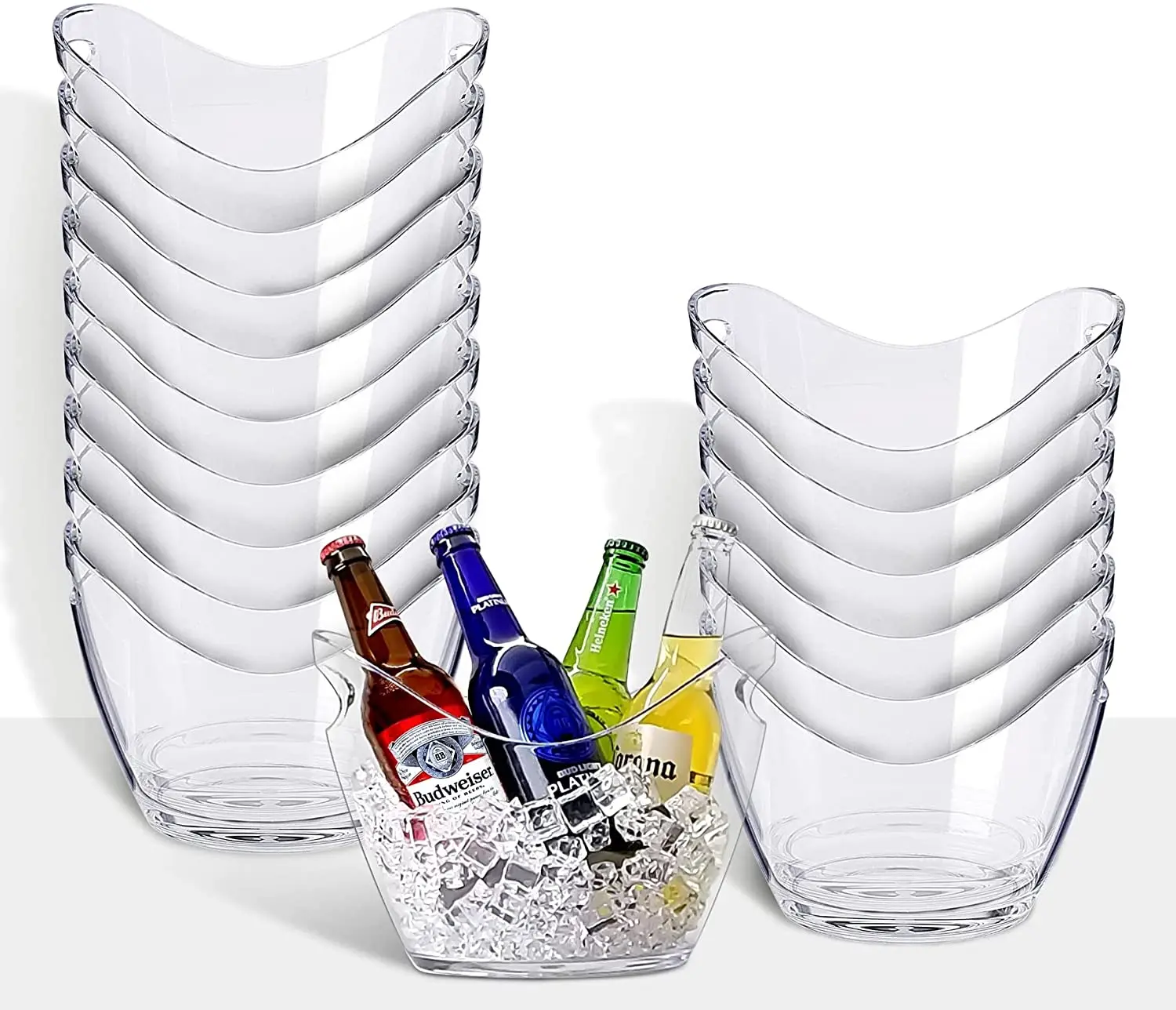 thumbnail image 2 of Clear Acrylic Beverage Tub Ice Bucket - 4L & 8L Party Drink Cooler With Scoops 2 of 12