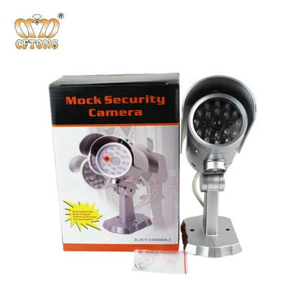Outdoor Dummy Camera Cctv Surveillance System Flashing Led Red Light