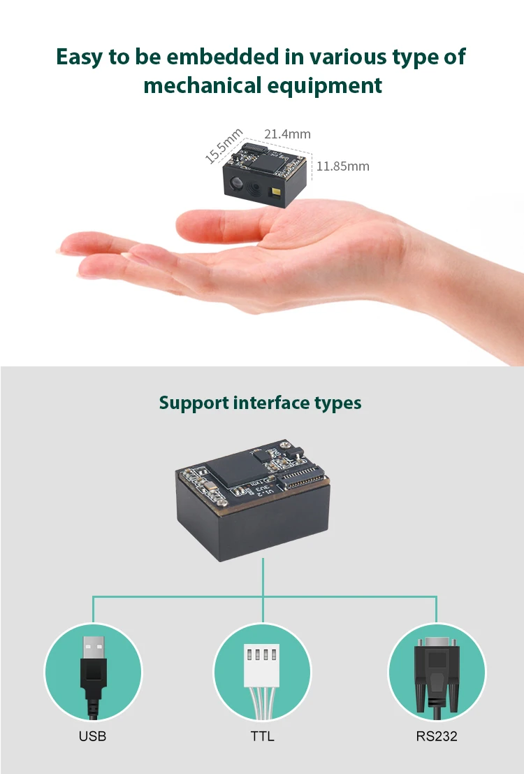 Embedded QR Code Reader Vending Machine 1D 2D CMOS Mini Barcode Scanner Module QR Code Scanner Module Kiosk