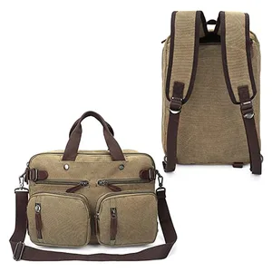 Custom vintage men canvas messenger bag crossbody travel laptop bag backpack