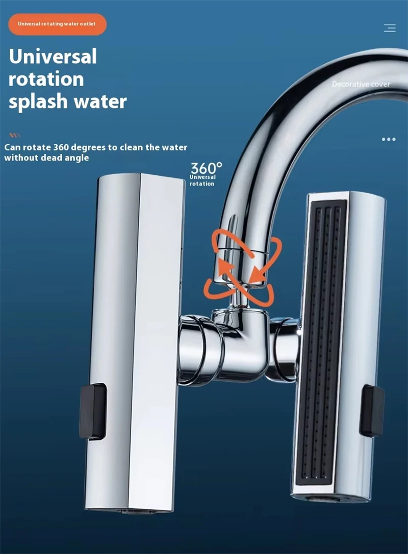 Multifunctional 360 Degree Rotating Faucet Extender Waterfall Stream Sprayer Rotatable Shower Head for Kitchen Bathroom